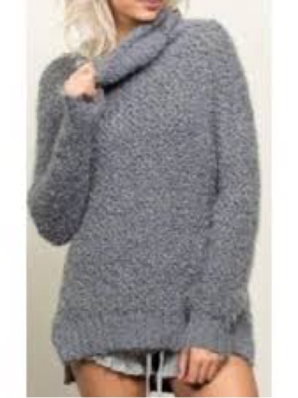 POL Cozy Gray Cowl Neck Turtleneck Sweater